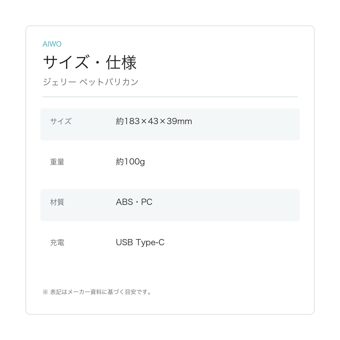 【Aiwo】ジェリー ペットバリカン サイズ・仕様